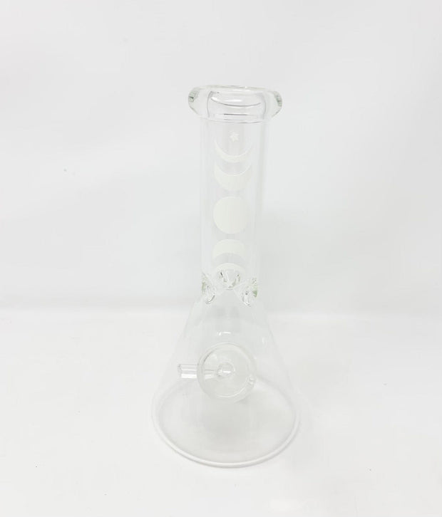 Glow In The Dark Crescent Moon Beaker Glass Water Pipe/Bong