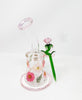 Pink Floral Pink Bent Neck Glass Water Hand Pipe/Dab Rig