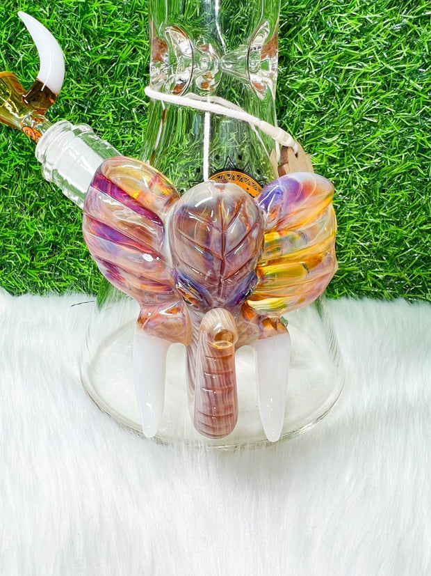Cheech 16in Amber Elephant Glass Water Pipe/Bong