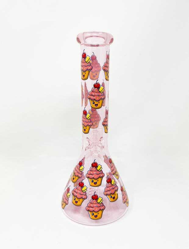 Pink Kawaii Cupcake Glass Water Pipe/Bong