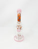 Pink Rainbow Swirl 9in Bent Neck Glass Water Pipe/Dab Rig