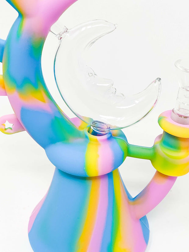 Pastel Moon Stars Silicone Water Pipe/Bong/Dab Rig