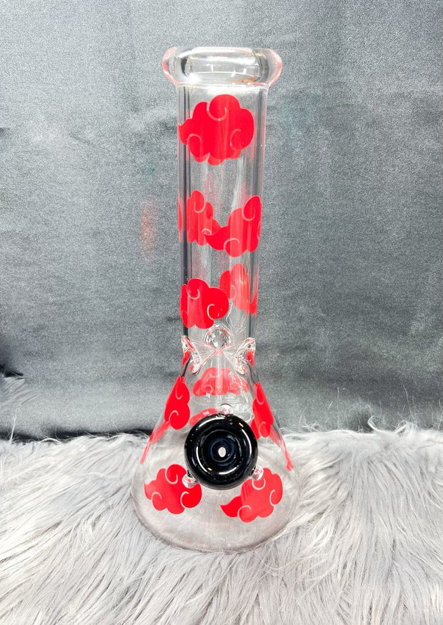 Red Clouds 12in Glass Water Pipe/Bong