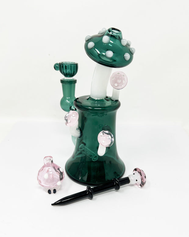 Magical Mushroom 8in Water Pipe/Dab Rig Set