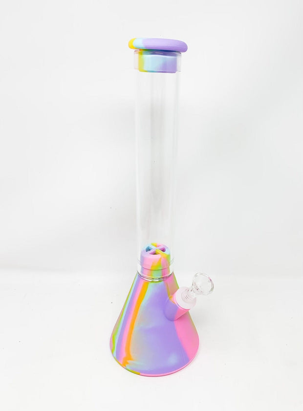 Pink Purple Swirl 14in Silicone Water Pipe/Bong