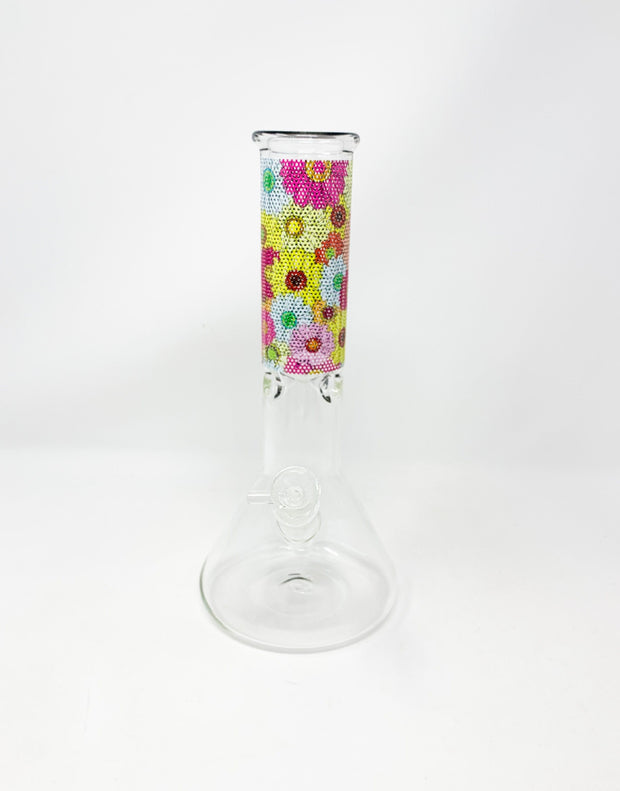 Daisy Flowers Beaker Glass Water Pipe/Bong