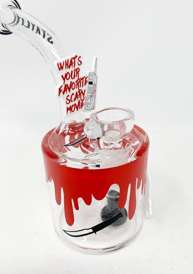 Ghost Mask Horror Movie 6in Barrell Glass Water Hand Pipe/Dab Rig