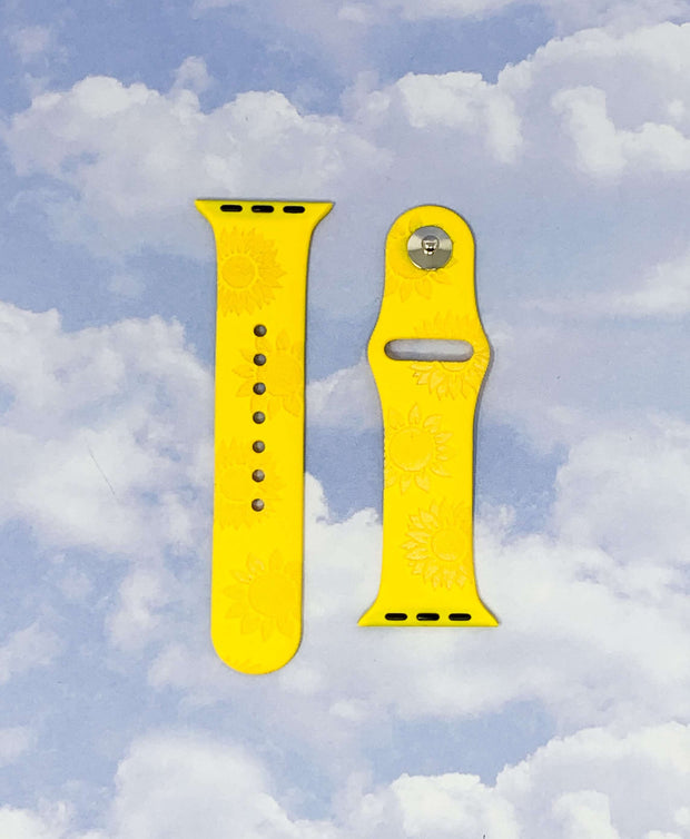 Sunflowers Engraved Silicone Apple Watch Band