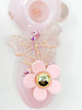 Pink Butterfly Pink Daisy Glass Hand Pipe