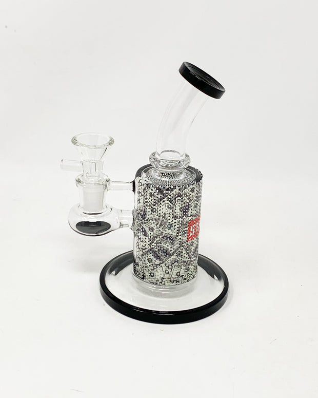 StayLit Money Perforated Vinyl 6.5in Bent Neck Glass Water Hand Pipe/Dab Rig