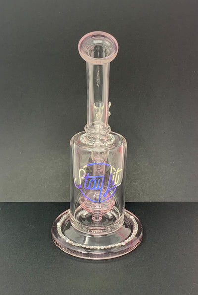 Opal Holographic StayLit Crystal 9in Bent Neck Glass Water Hand Pipe/Dab Rig