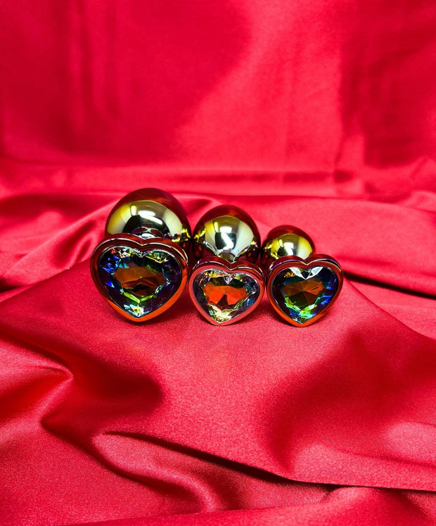 Electroplated Iridescent Crystal Heart Anal Plug