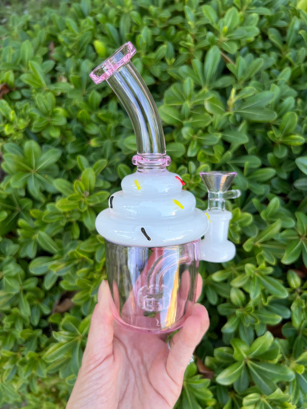 Pink Cupcake Glass Water Pipe/Dab Rig