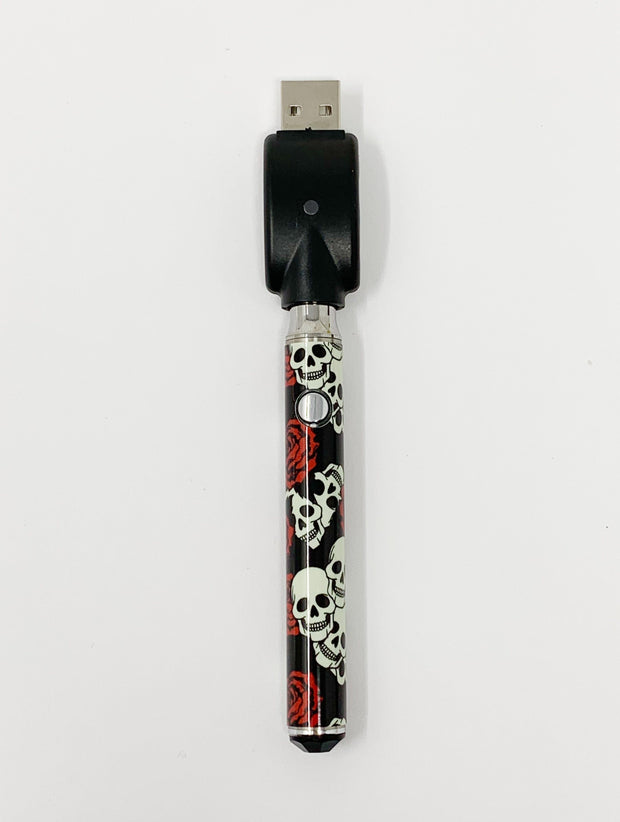 510 Threaded Battery Skull and Roses Black Rhinestone Bottom Starter Kit