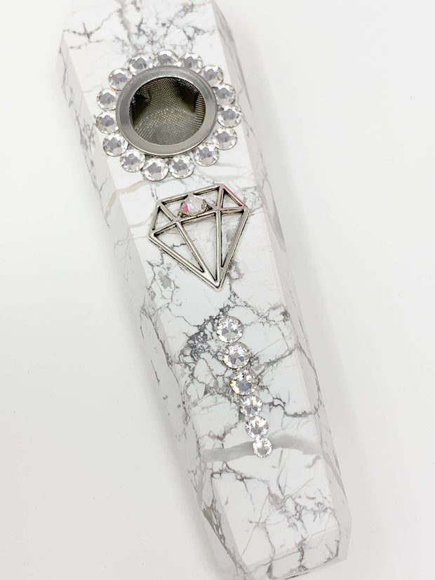 White Marble Crystal Hand Pipe Diamond