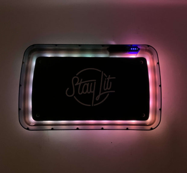 StayLit White Logo LED Rolling Tray