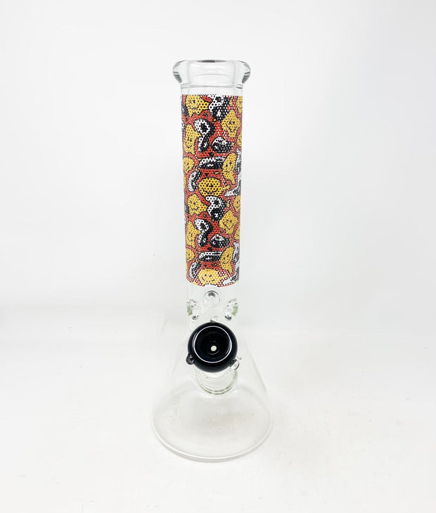 Melting Smiley Face Ying Yang 12in Glass Water Pipe/Bong