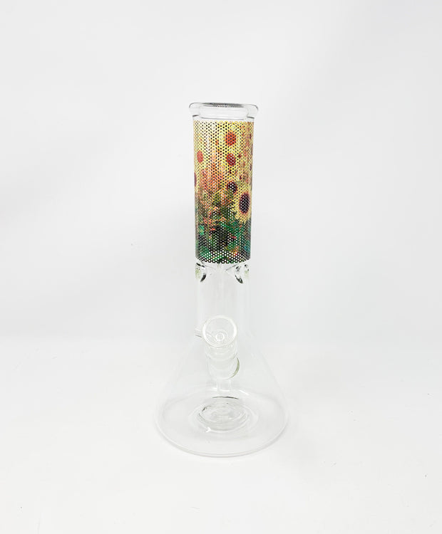 Yellow Sunflower Beaker Glass Water Pipe/Bong