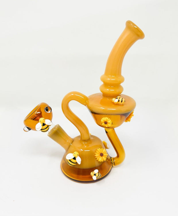 Honey Bee Beehive Recycler Glass Water Pipe/Dab Rig