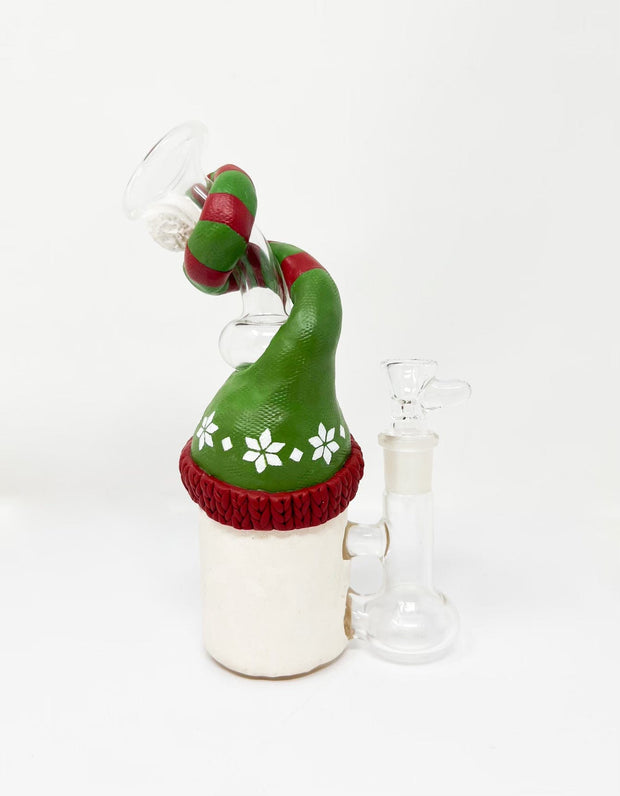 Angry Snowman Fiend Bent Neck Glass Water Pipe/Rig