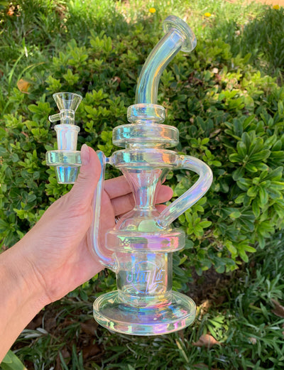 StayLit Iridescent 3 Chamber Recycler Glass Hand Pipe/Dab Rig