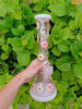 Pink White Daisies Dried Floral 14in Beaker Glass Water Pipe/Bong
