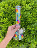 Rainbow Daisy Dried Floral Iridescent 10in Glass Water Pipe/Bong