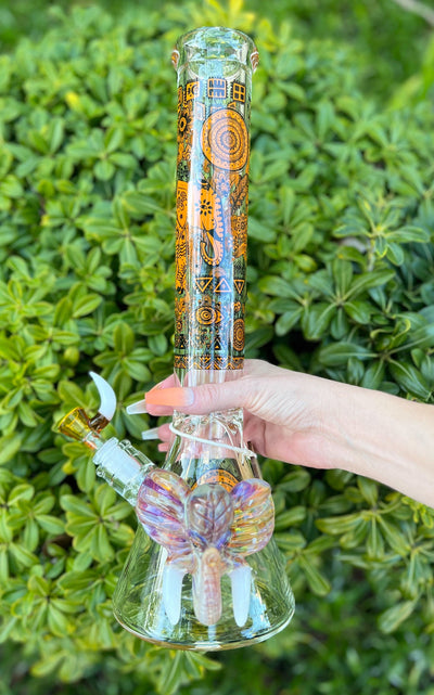 Cheech 16in Amber Elephant Glass Water Pipe/Bong