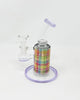 Rainbow Plaid Perforated Vinyl 6.5in Bent Neck Glass Water Hand Pipe/Dab Rig