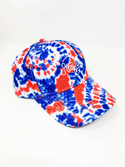 Tie Dye Red White Blue Dad Hat/Baseball Hat