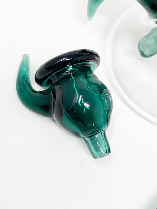 2KGlassWorks Emerald Green Horn Heady Glass Water Pipe/Dab Rig