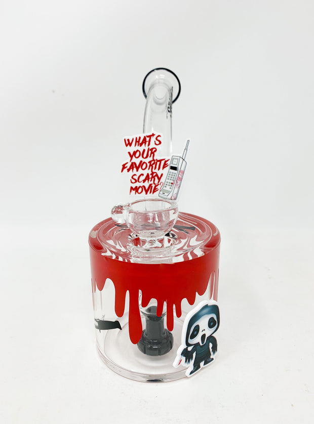 Ghost Mask Horror Movie 6in Barrell Glass Water Hand Pipe/Dab Rig