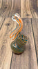 Teal and Orange Swirl Bubbler Glass Pipe