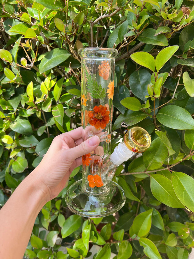 orange dried florals custom glass pipe online